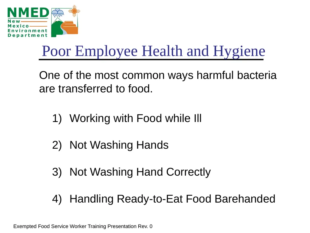 Food Handler Training For Exempted Food Service - slide 9 of 39
