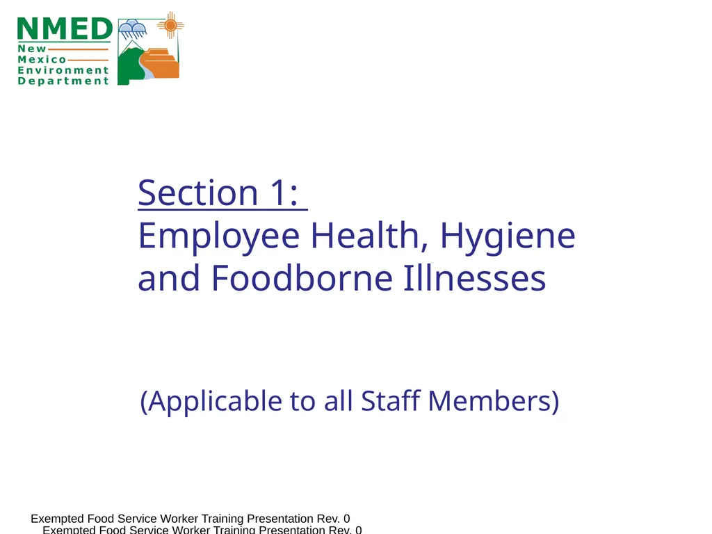 Food Handler Training For Exempted Food Service - slide 3 of 39