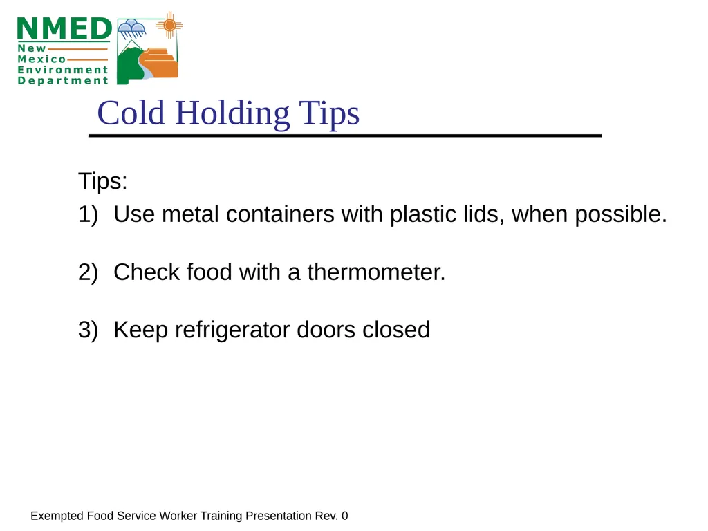 Food Handler Training For Exempted Food Service - slide 28 of 39