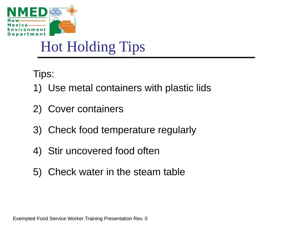 Food Handler Training For Exempted Food Service - slide 29 of 39