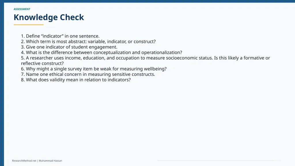Concepts, Constructs and Indicators in Research A - slide 30 of 35