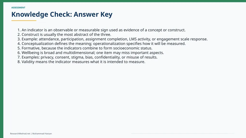 Concepts, Constructs and Indicators in Research A - slide 31 of 35