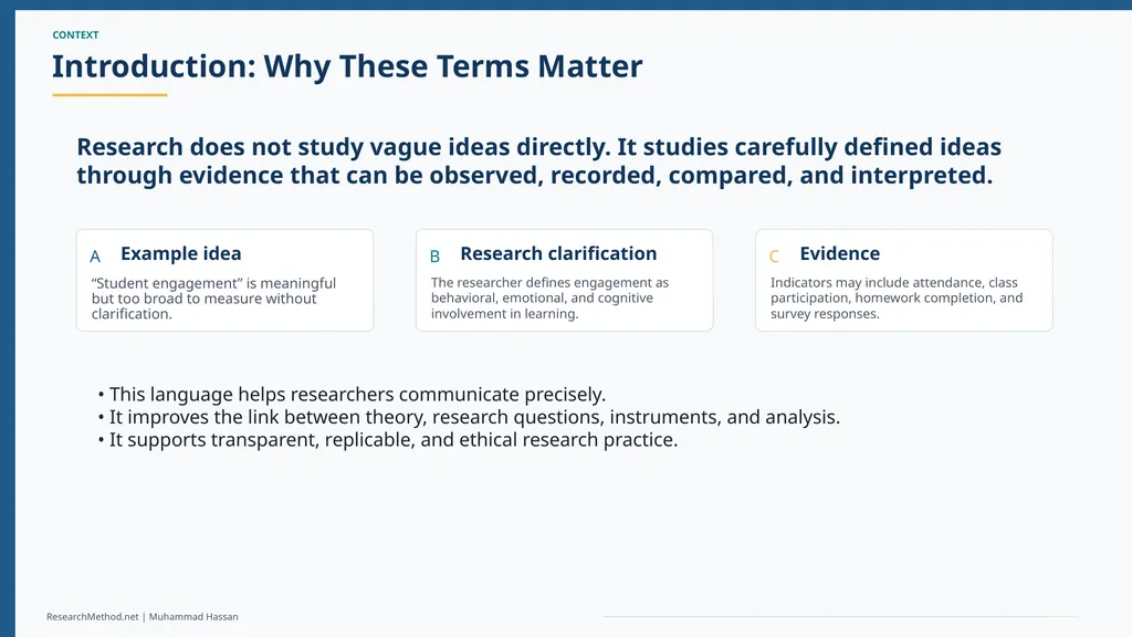 Concepts, Constructs and Indicators in Research A - slide 4 of 35