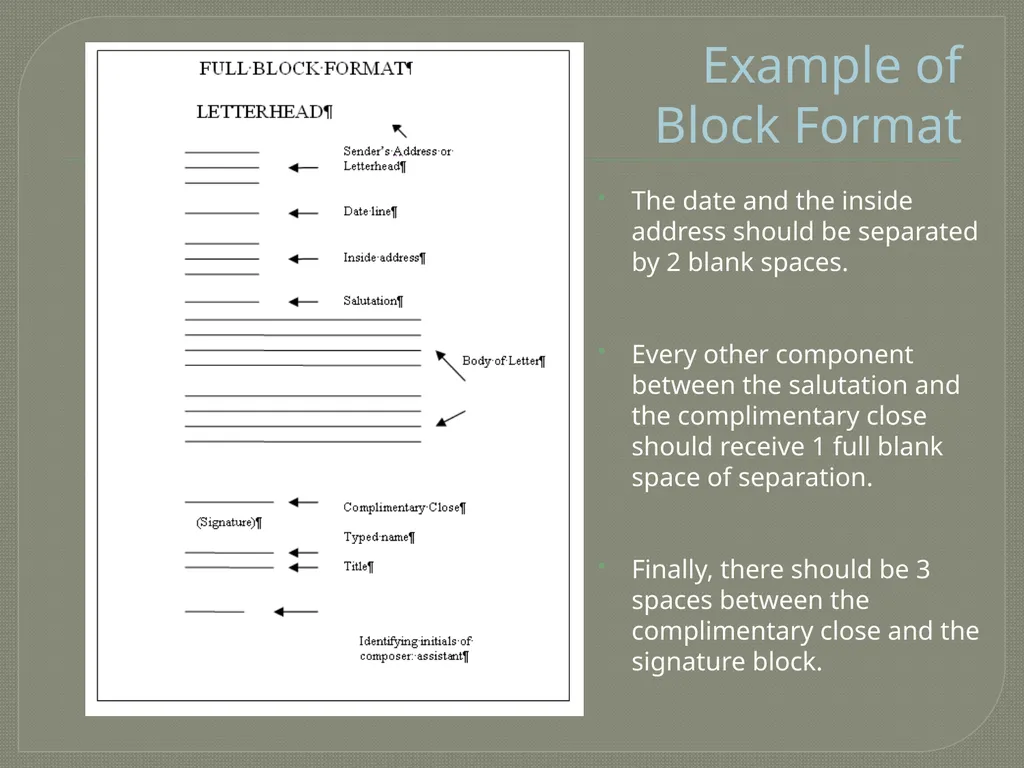 Business Letter Formats Mini-Lesson #20 Created by - slide 5 of 12