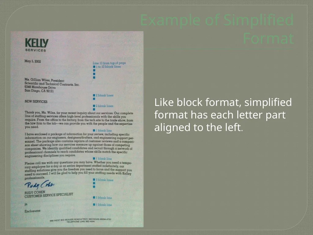 Business Letter Formats Mini-Lesson #20 Created by - slide 9 of 12