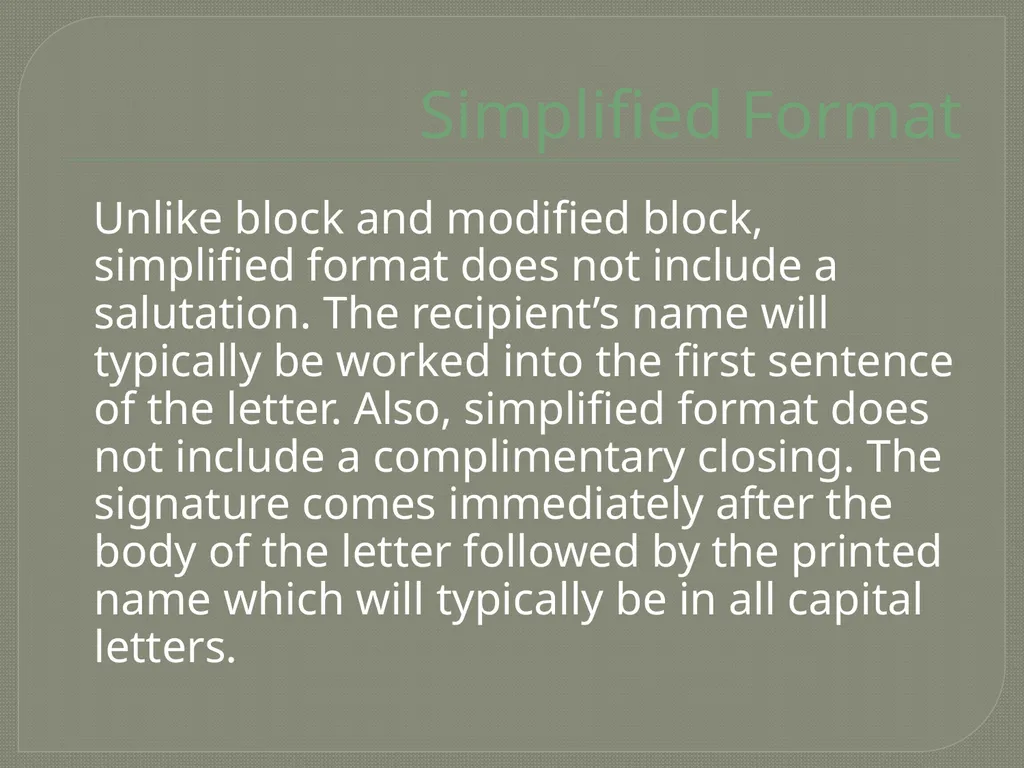 Business Letter Formats Mini-Lesson #20 Created by - slide 8 of 12