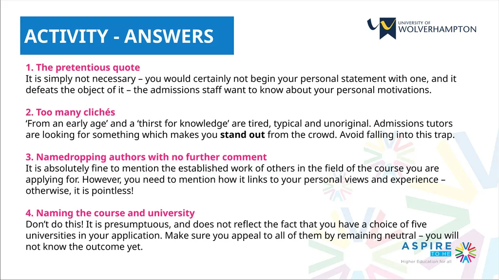 YEAR 13 SESSION 1: APPLYING TO UNIVERSITY SESSION - slide 22 of 28