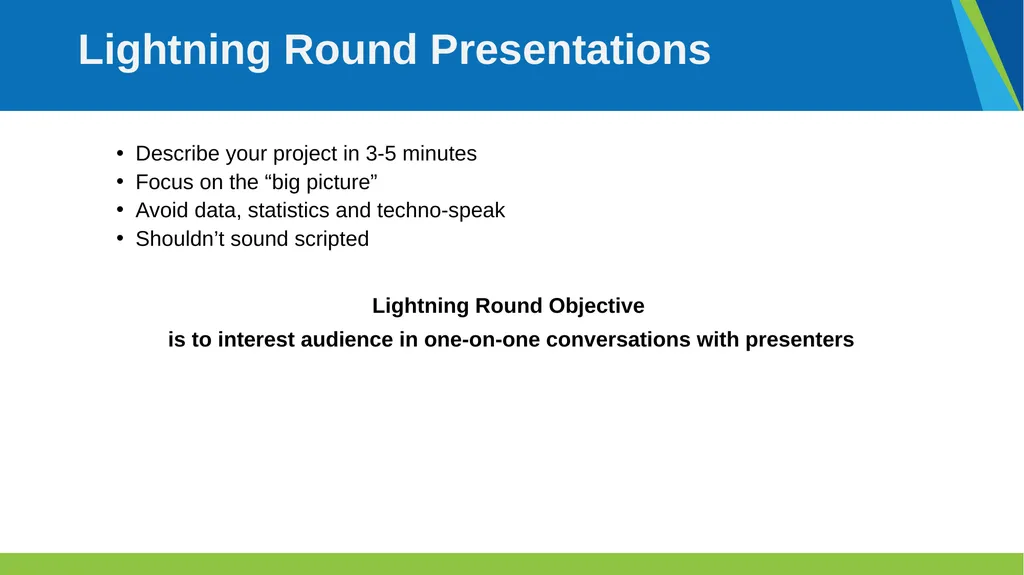 Instructions Sessions start with all presenters - slide 3 of 9