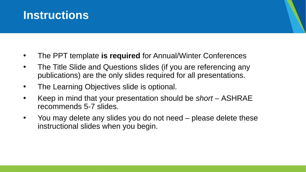 Instructions Sessions start with all presenters - slide 2 of 9