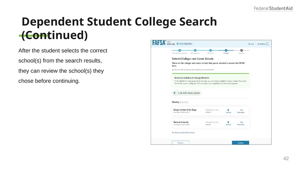 2025–26 FAFSA® Overview October 2024 Dependent - slide 42 of 103