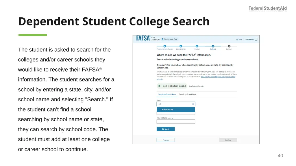 2025–26 FAFSA® Overview October 2024 Dependent - slide 40 of 103