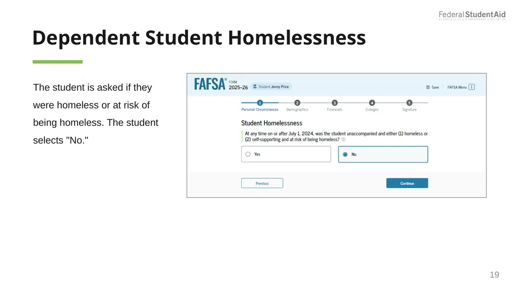 2025–26 FAFSA® Overview October 2024 Dependent - slide 19 of 103