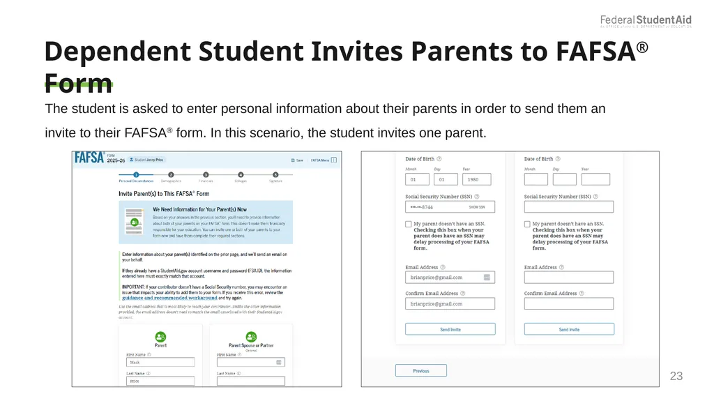 2025–26 FAFSA® Overview October 2024 Dependent - slide 23 of 103