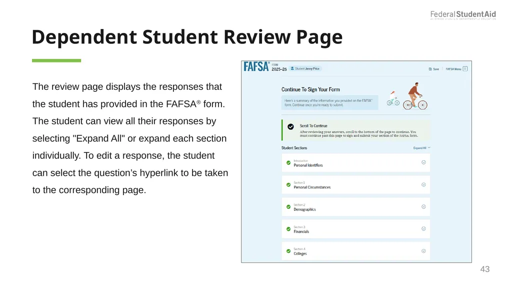 2025–26 FAFSA® Overview October 2024 Dependent - slide 43 of 103