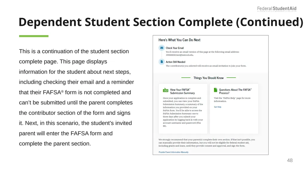 2025–26 FAFSA® Overview October 2024 Dependent - slide 48 of 103