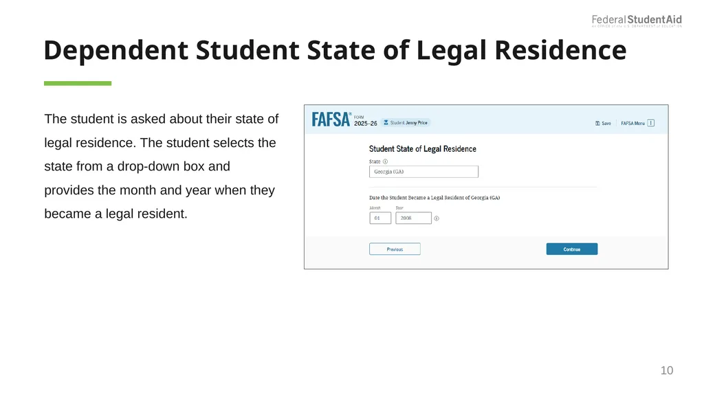 2025–26 FAFSA® Overview October 2024 Dependent - slide 10 of 103