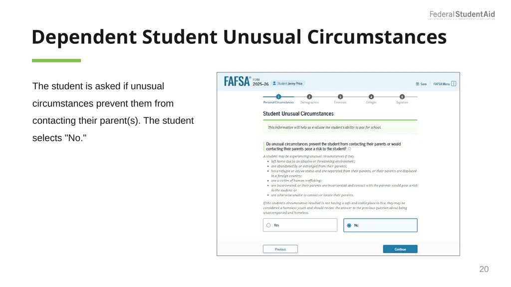 2025–26 FAFSA® Overview October 2024 Dependent - slide 20 of 103