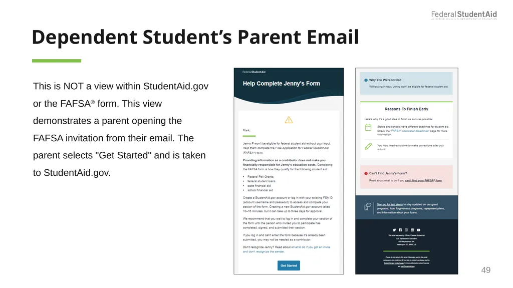 2025–26 FAFSA® Overview October 2024 Dependent - slide 49 of 103