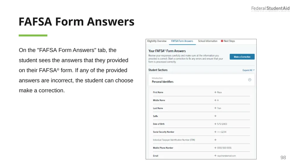2025–26 FAFSA® Overview October 2024 Dependent - slide 98 of 103