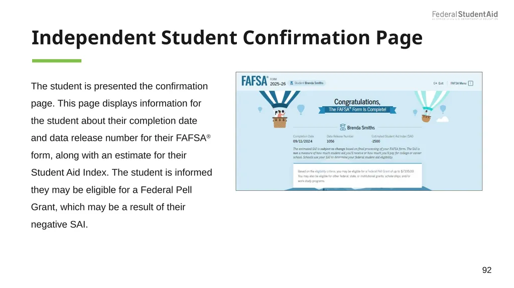 2025–26 FAFSA® Overview October 2024 Dependent - slide 92 of 103