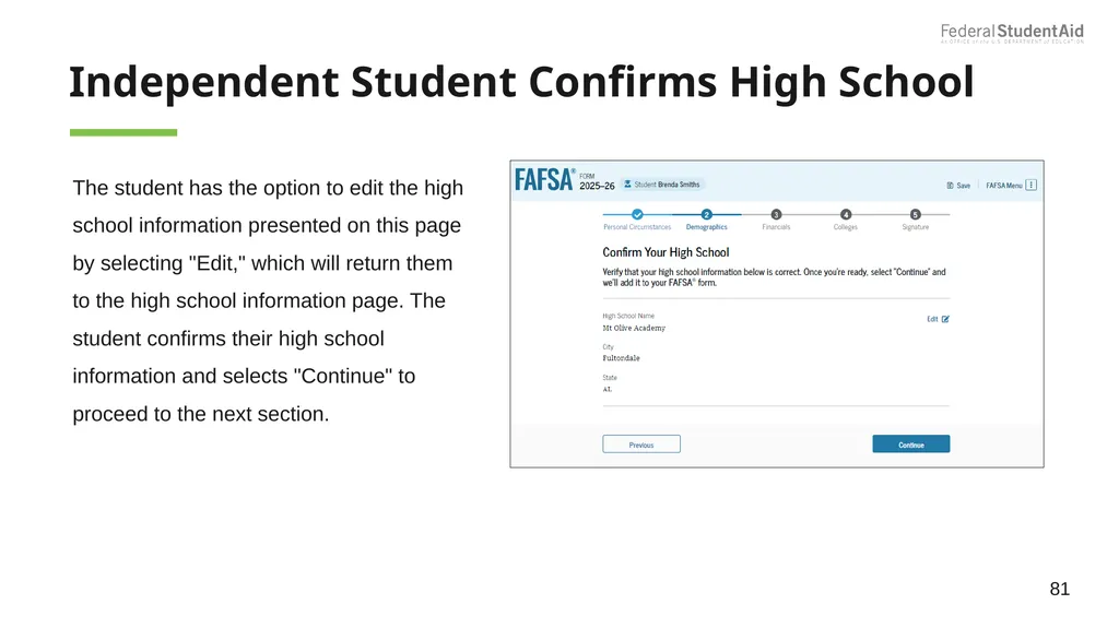 2025–26 FAFSA® Overview October 2024 Dependent - slide 81 of 103