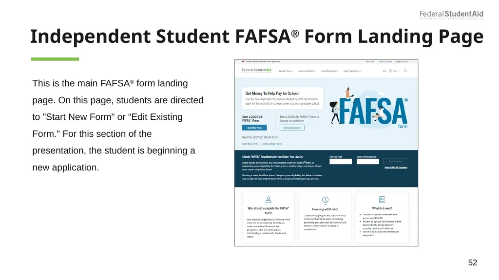 2025–26 FAFSA® Overview October 2024 Dependent - slide 52 of 103