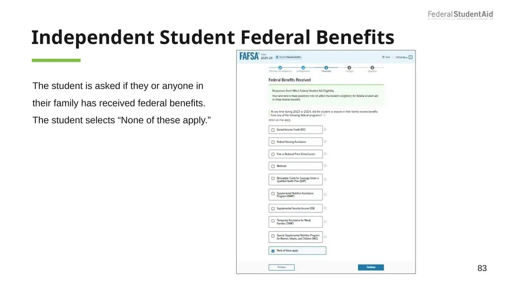 2025–26 FAFSA® Overview October 2024 Dependent - slide 83 of 103