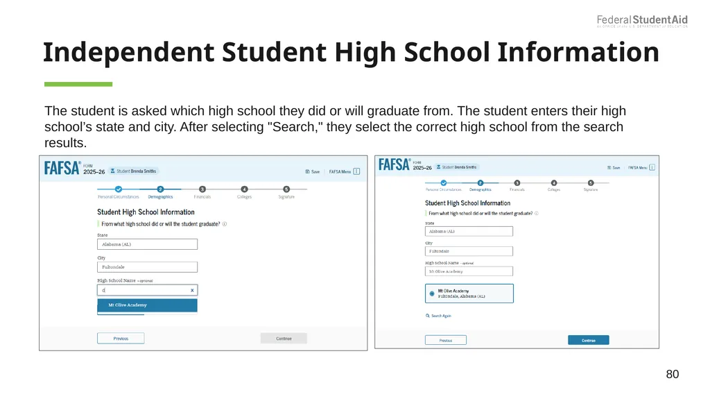 2025–26 FAFSA® Overview October 2024 Dependent - slide 80 of 103