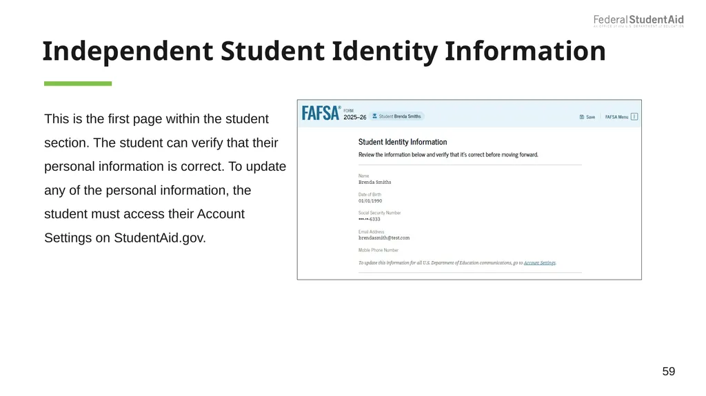 2025–26 FAFSA® Overview October 2024 Dependent - slide 59 of 103