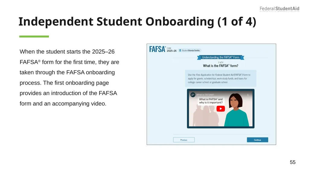 2025–26 FAFSA® Overview October 2024 Dependent - slide 55 of 103