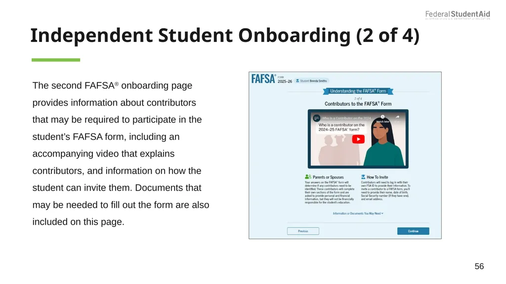 2025–26 FAFSA® Overview October 2024 Dependent - slide 56 of 103