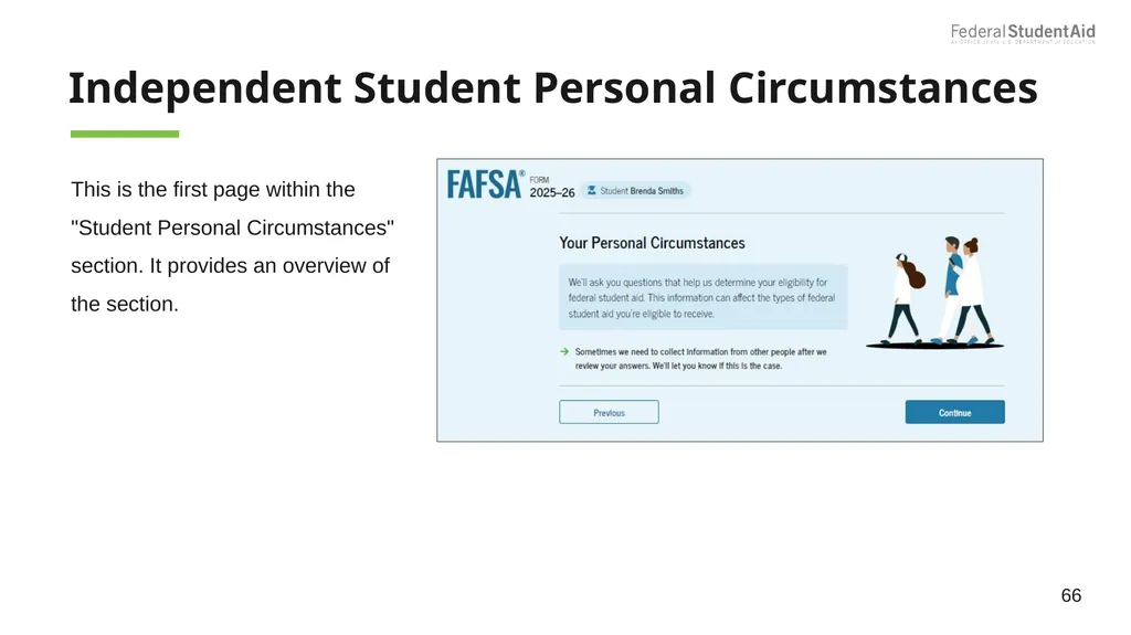 2025–26 FAFSA® Overview October 2024 Dependent - slide 66 of 103