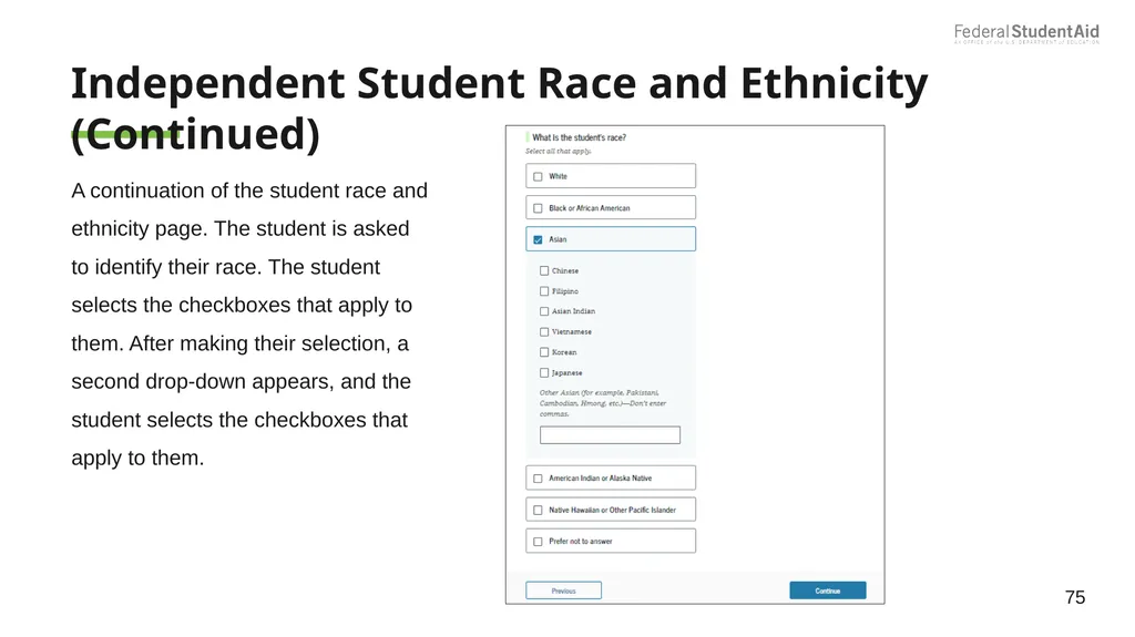 2025–26 FAFSA® Overview October 2024 Dependent - slide 75 of 103