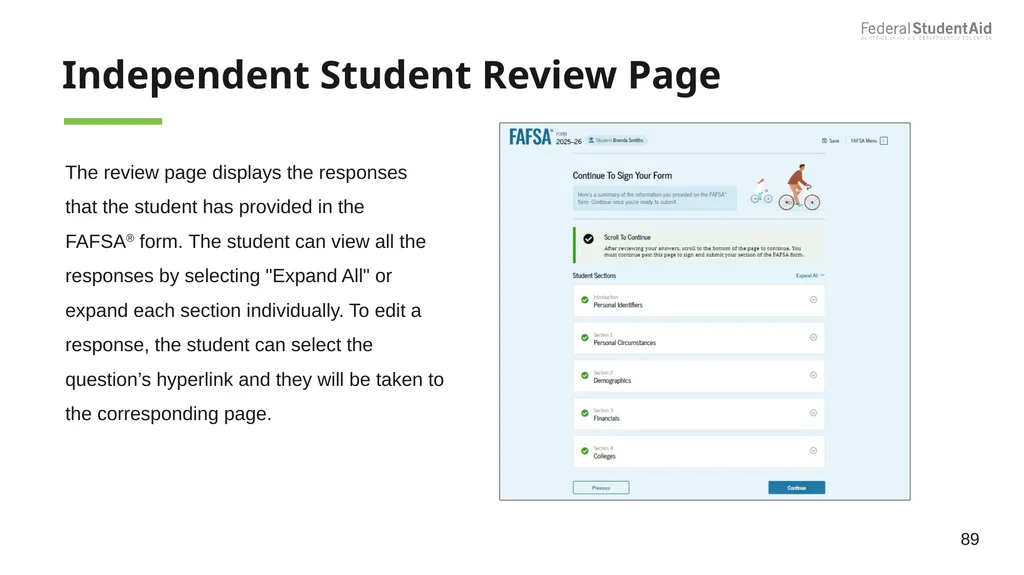 2025–26 FAFSA® Overview October 2024 Dependent - slide 89 of 103