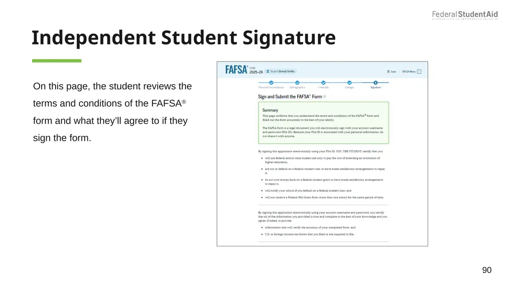 2025–26 FAFSA® Overview October 2024 Dependent - slide 90 of 103