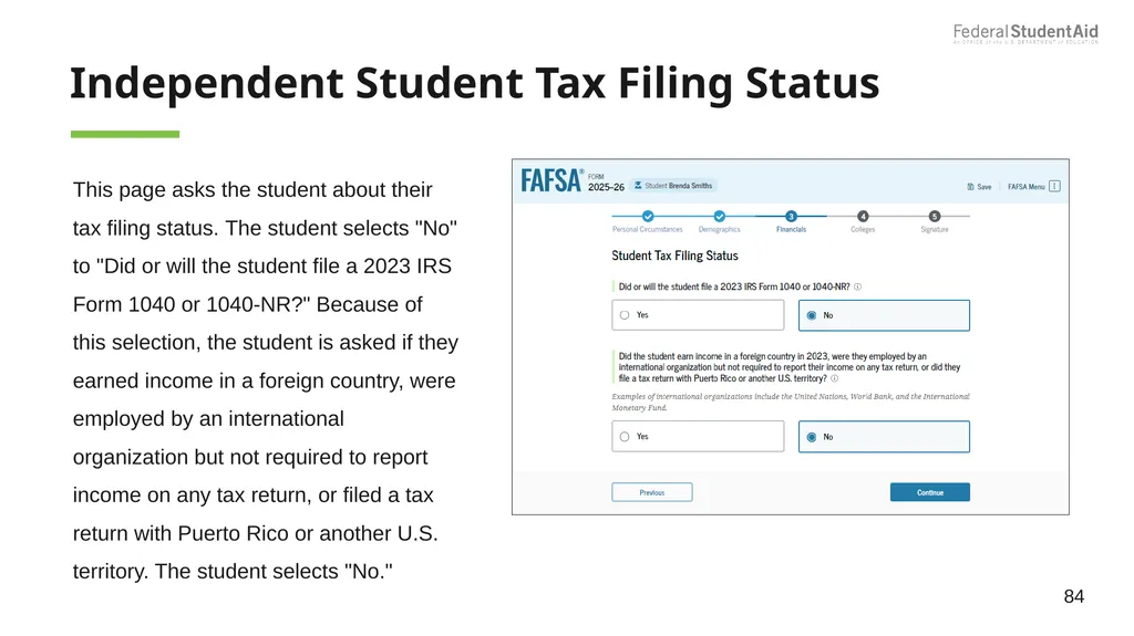 2025–26 FAFSA® Overview October 2024 Dependent - slide 84 of 103