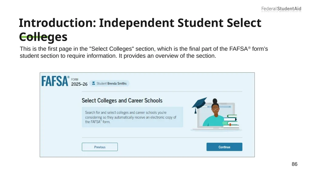 2025–26 FAFSA® Overview October 2024 Dependent - slide 86 of 103