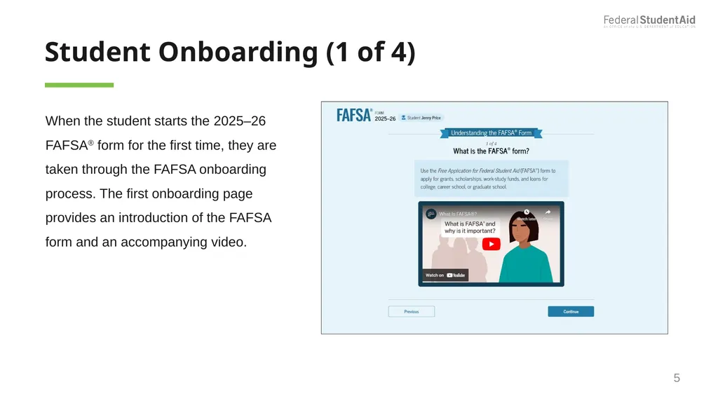 2025–26 FAFSA® Overview October 2024 Dependent - slide 5 of 103