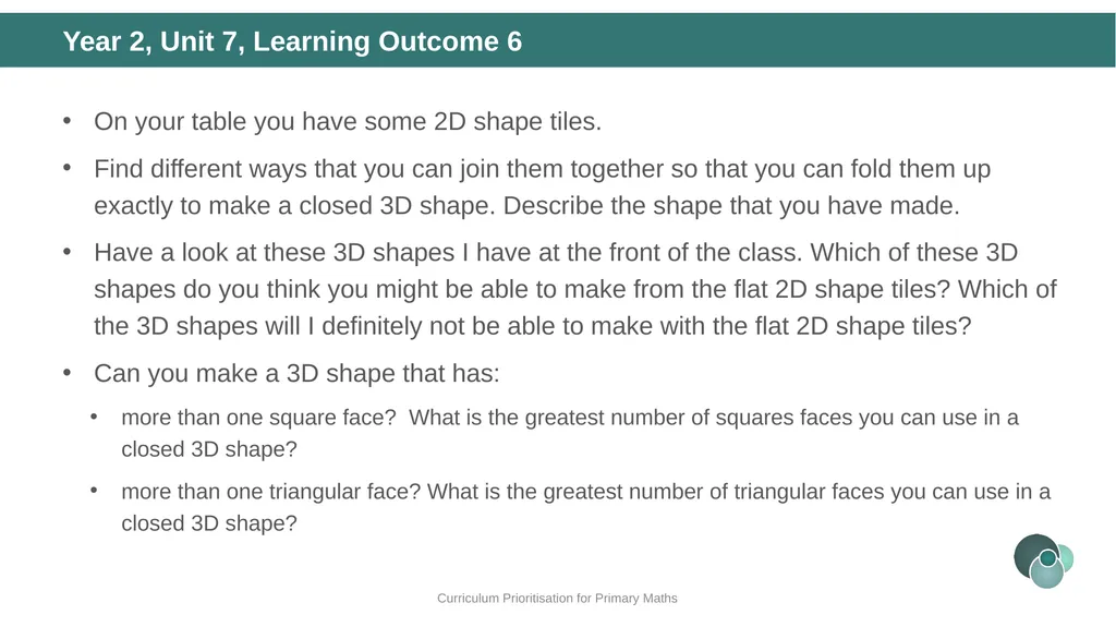 Year 2, Unit 7 Shape Curriculum Prioritisation for - slide 24 of 32