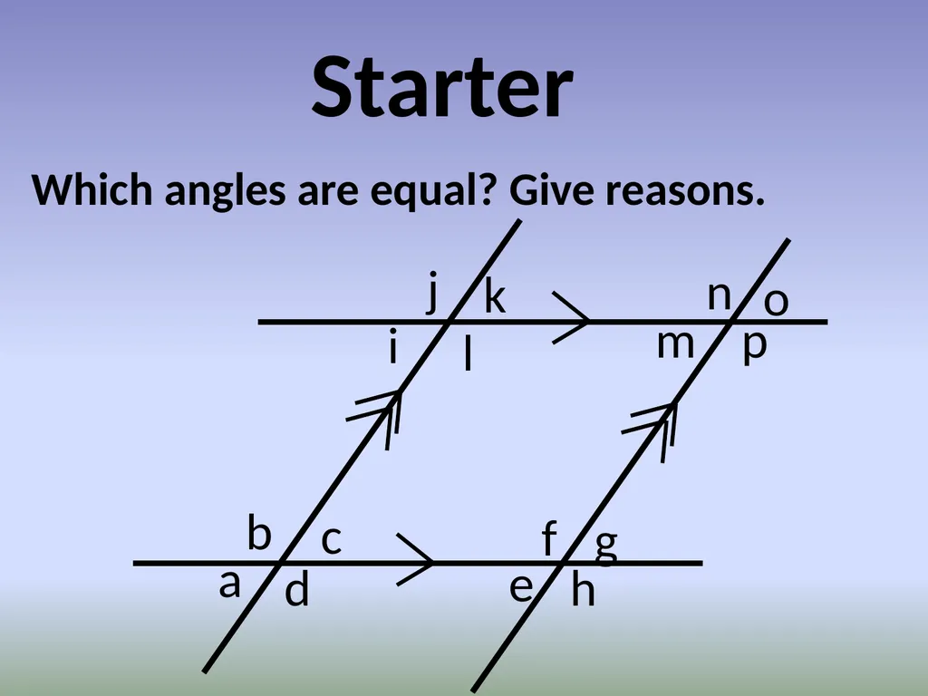 Parallel and Perpendicular Lines Objective: To be - slide 19 of 31