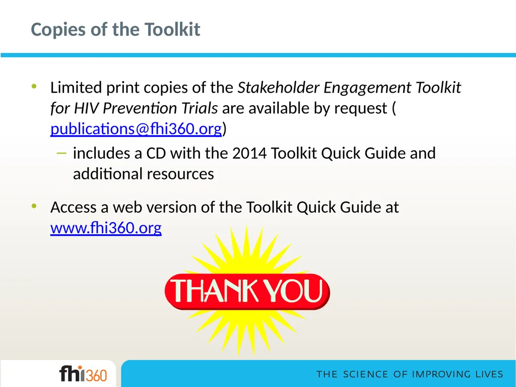 Stakeholder Engagement— Toolkit Orientation and - slide 33 of 33