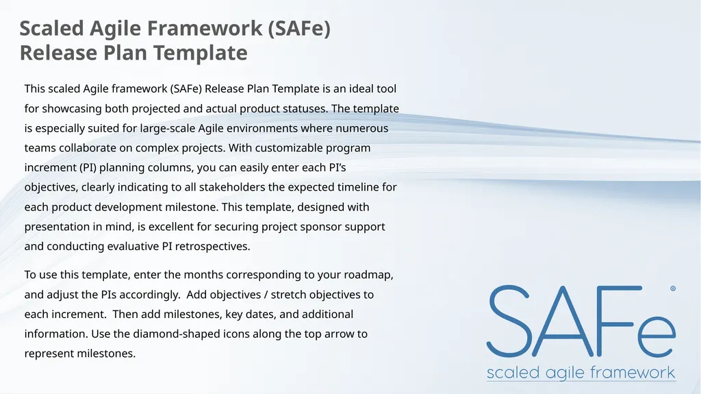 Scaled Agile Framework (SAFe) Release Plan - slide 1 of 4