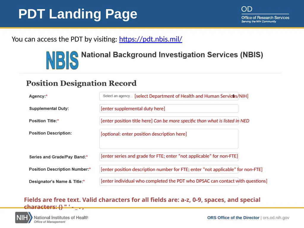 Position Designation Tool (PDT) Job Aid for NIH - slide 13 of 27