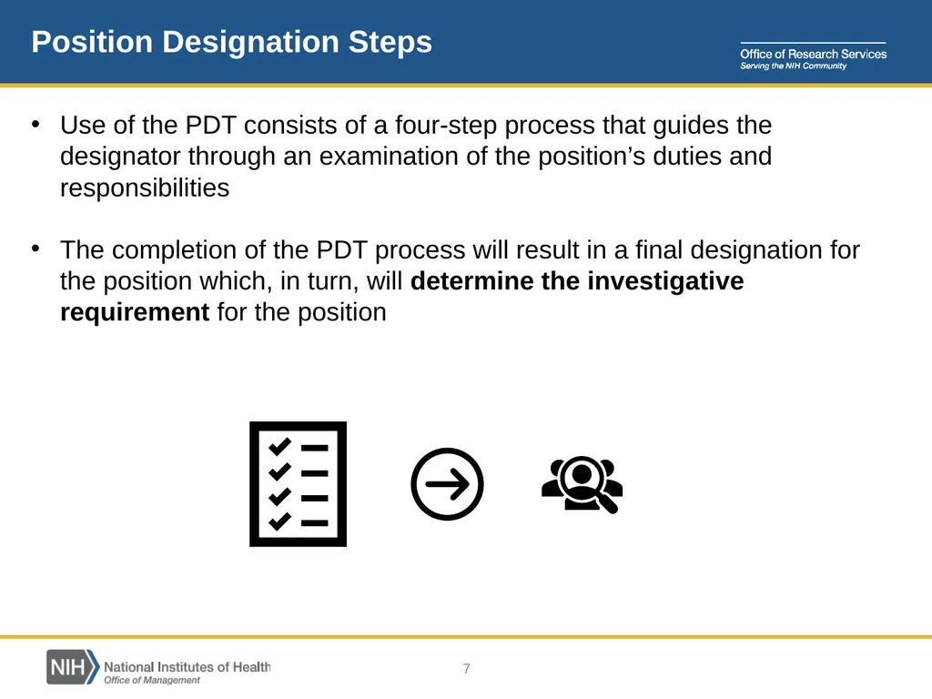 Position Designation Tool (PDT) Job Aid for NIH - slide 7 of 27