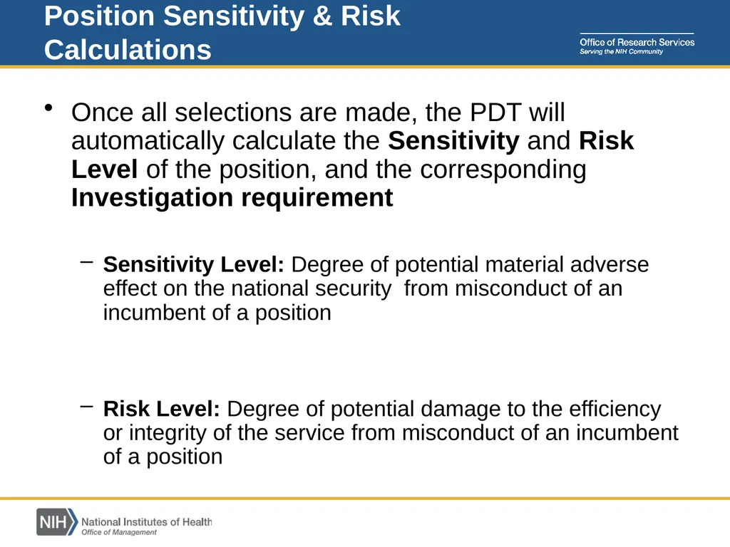 Position Designation Tool (PDT) Job Aid for NIH - slide 9 of 27