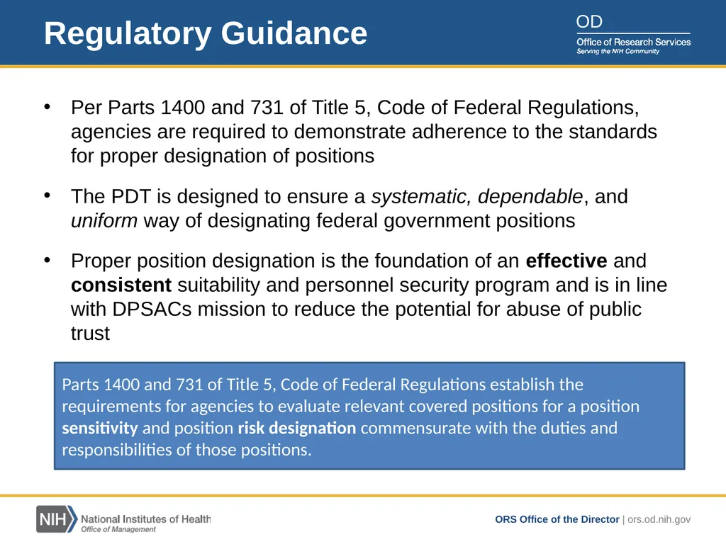 Position Designation Tool (PDT) Job Aid for NIH - slide 3 of 27