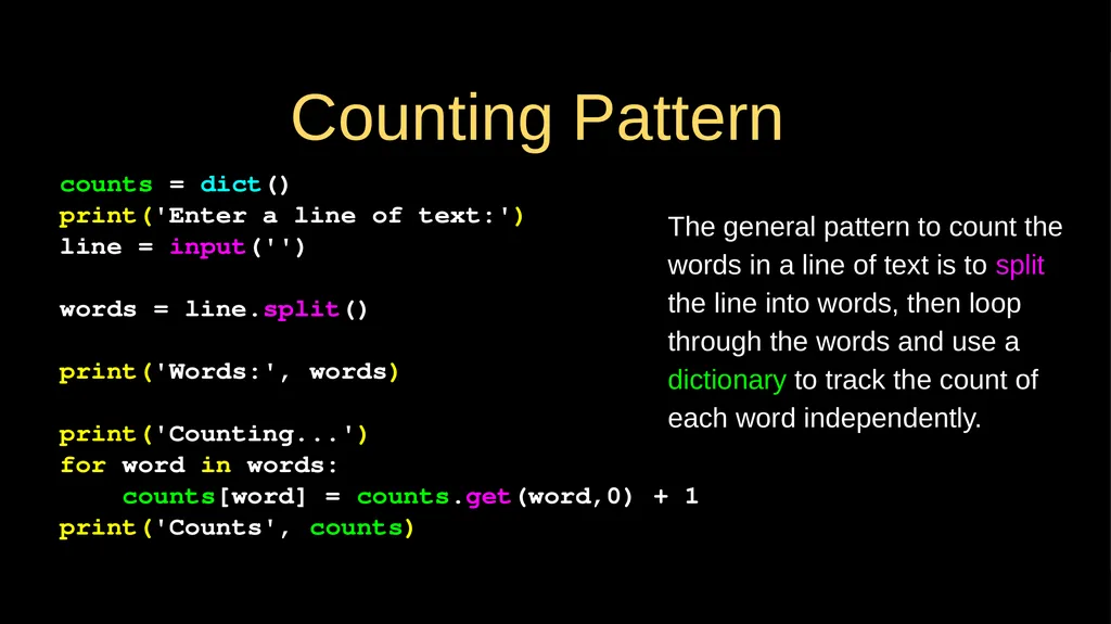 Python Dictionaries Chapter 9 Python for Everybody - slide 22 of 30