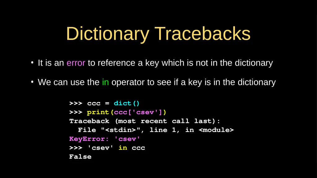 Python Dictionaries Chapter 9 Python for Everybody - slide 16 of 30