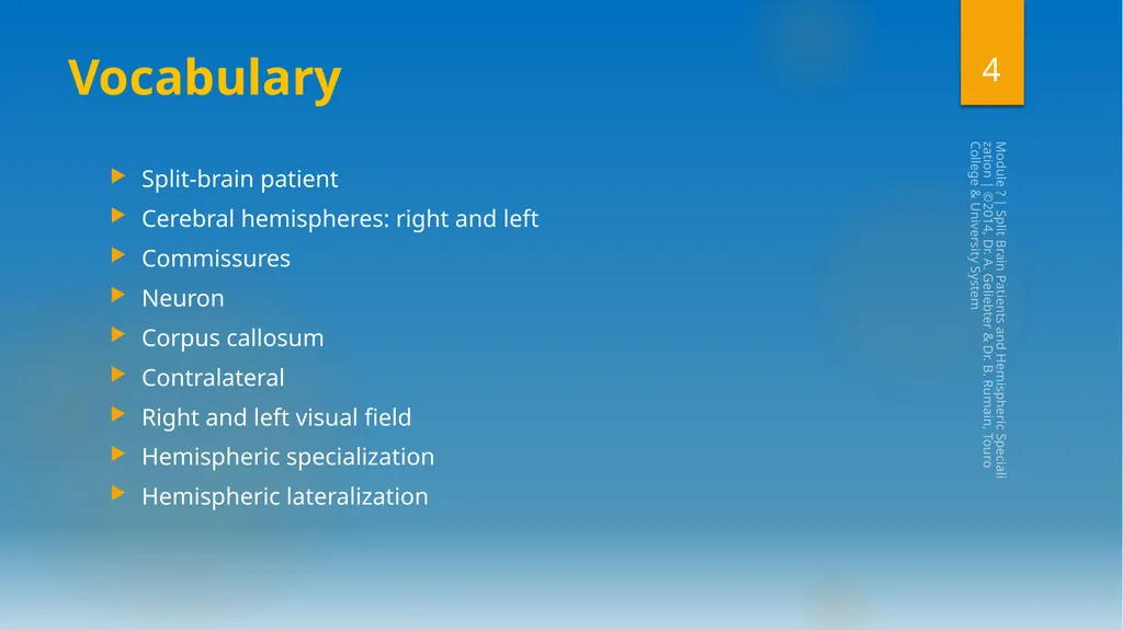 Split-Brain Patients and Hemispheric - slide 4 of 34