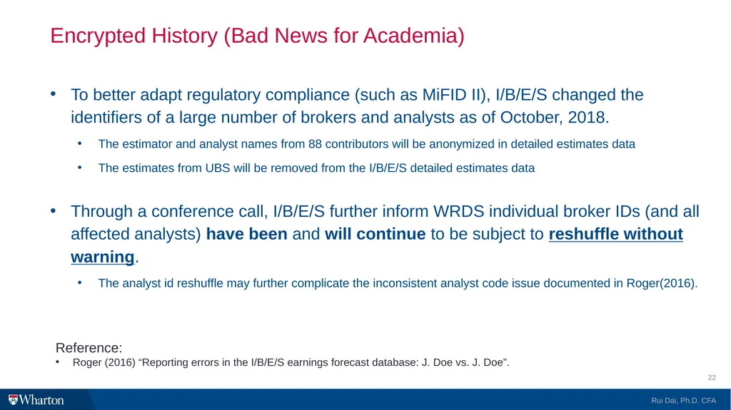 I/B/E/S @WRDS 101 Introduction and Research Guide - slide 22 of 27